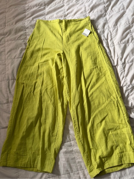 Free People Pants - Free People Demi Wide Leg Linen Pants in Bright Lime (Palma)